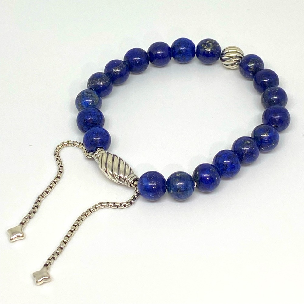 DAVID YURMAN 8mm Spiritual Bead Bracelet with Lapis Lazuli silver With W…